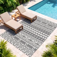Outsunny Covor de Exterior Reversibil cu Model Geometric și Geantă Inclusă, 182x274 cm, Gri și Alb(m-8)