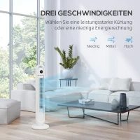 HOMCOM Torenventilator met Klimaatbeheersing, Timer, Afstandsbediening, Drie Modi, LCD-Display, Wit(m-4)