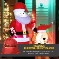 Outsunny 157 cm Opblaasbare Kerstman met Hond Kerstdecoratie met LED(m-8)
