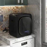 HOMCOM Wasdroger met UV-Desinfectie, Compact Ontwerp, 4 kg Capaciteit, Roestvrijstaal, Zwart(m-2)
