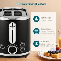 HOMCOM Set waterkoker en broodrooster, LED-display, 1,7 liter, 2200 W, retro-design, geheugenfunctie, zwart(m-7)