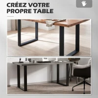 HOMCOM Lot de 2 pieds rectangulaires en acier noir pour table - hauteur 72 cm - design contemporain(m-7)