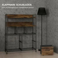 HOMCOM Stoffen Ladekast, 7 Opvouwbare Laden, 2 Planken, Stalen Frame, Bruin(m-6)