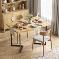 HOMCOM Mesa de Comedor para 2 Personas con Tablero Grueso Patas Metálicas Estilo Moderno 110x67x75,5 cm Roble(m-8)
