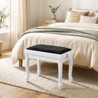 HOMCOM Banchetă de Pian Înălțime Reglabilă 45-56 cm Banchetă de Pian cu Șezut Catifea Picioare din Lemn Sarcină 120 kg Alb(m-5)