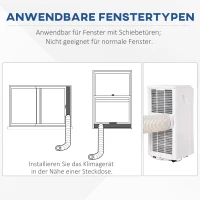 HOMCOM Mobiele airconditioning 3-in-1 airconditioner ontvochtiging 2,6 kW afstandsbediening ABS(m-8)