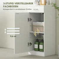 HOMCOM Hoge Badkamerkast, Smal Ontwerp, Lade, Schappen, Kast, Spaanplaat, Wit(m-5)