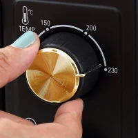 HOMCOM Mini-Oven, Toasteroven met Timer, Rooster, Bakplaat, Glazen Venster, Metaal, Zwart(m-9)