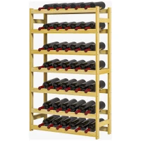 HOMCOM Wijnrek, 7 niveaus, voor 42 flessen, kantelbeveiliging, grenenhout, 63x25x102cm, naturel(m-10)