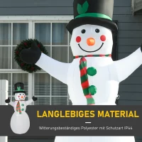 HOMCOM 1,93 m opblaasbare sneeuwpop met 2 modulelampen kerstversiering voor binnen en buiten tuin gazondecoratie feest polyester wit  130 x 72 x 193 cm(m-5)
