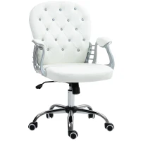 Vinsetto Bureaustoel, Ergonomische Bureaustoel met Armleuning, Gevoerde Rugleuning Wit(m-10)