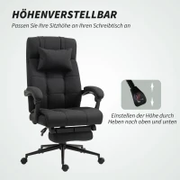 Vinsetto Bureaustoel met Voetensteun, Verstelbare Stoel, Draaistoel met Hoofdsteun, Zwart(m-4)