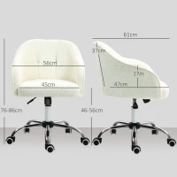 HOMCOM Homeoffice Stoel, Ergonomische Bureaustoel met Wippfunctie, Teddy-Velours 56 x 61 x 86 cm Cremewit(m-3)