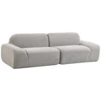 HOMCOM Canapea 3 Locuri cu Șezut Larg și Tapițerie Chenille, Spumă, 244x95x70 cm, Gri Deschis(m-11)