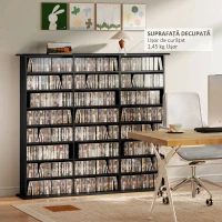 HOMCOM Dulap Suport Cd/dvd, Bibliotecă Con 8 Rafturi E 18 Rafturi Regolabili, Negru(m-7)