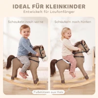 AIYAPLAY Schaukelpferd mit Sound und Sicherheitsgriffen, Reitpferd mit Holzgestell für Kleinkinder von 12–36 Monaten, Dunkelbraun(m-6)
