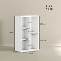 HOMCOM 2-Laags Boekenrek, 5 Vakken, Spaanplaat, Opbergrek, Wit(m-3)