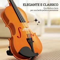 HOMCOM Violino 4/4 in Legno per Principianti e Adulti con Custodia, Arco, Spalliera e Pece, Manico e Testa in Acero, Nero(m-6)