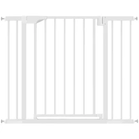 PawHut Barrière de sécurité pour chiens et bébés 76 à 102 cm avec extension fixation par pression sans perçage blanc(m-1)