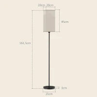 HOMCOM Lampada da Terra 40W con Interruttore a Pedale, in Tessuto Effetto Lino e Metallo, Ø25x161.5 cm, Nero e Beige(m-3)