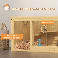 PawHut Cage Hamster Habitat pour Rongeurs Souris Plusieurs Niveaux Plateformes Échelle Balançoires 100 x 50 x 50 cm Naturel(m-6)