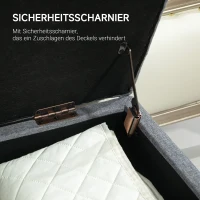 HOMCOM Zitbank, Gestoffeerde Bank met Opbergruimte, Linnenachtig Polyester, Rubberhout, 100 x 40 x 44 cm, Lichtgrijs(m-7)