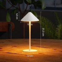HOMCOM LED-Tafellamp met USB-Kabel, Touch-Schakelaar, Metaal, Oplaadbaar, Wit(m-3)