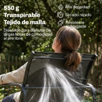 Outsunny Conjunto Jardín Exterior de 4 Piezas con Sofá de 2 Plazas 2 Sillones Mesa de Vidrio Templado Tela Textilene Gris Oscuro(m-5)