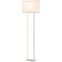 HOMCOM Moderne Vloerlamp, 3 Modi, Voetenschakelaar, Verstelbare Helderheid, Linnenlook, Wit(m-10)