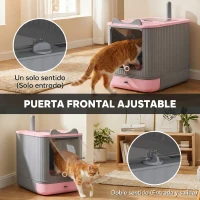 PawHut Arenero para Gatos Cubierto M con Tapa Abatible Salida Superior Pala Bolsas Desodorantes Fácil de Limpiar Rosa(m-7)