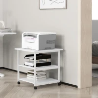 HOMCOM Druckertisch mit Rolle, Druckerständer mit 3-Ebene, Druckerhalter Stahl, 50 x 50 x 52,5 cm(m-9)