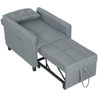HOMCOM Canapea Extensibilă cu Spătar Reglabil, Gri Deschis(m-12)