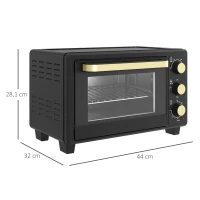 HOMCOM Mini-Oven, Toasteroven met Timer, Rooster, Bakplaat, Glazen Venster, Metaal, Zwart(m-3)