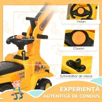 HOMCOM Excavator pentru Copii 18-48 de Luni cu Găleată și Spațiu de Depozitare(m-7)