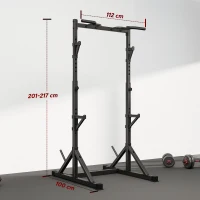 SPORTNOW Power Tower freistehend Dip Station mit Langhantelablagen, Kraftturm bis 200 kg aus Stahl, Schwarz(m-3)