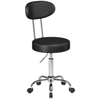 HOMCOM Scaun Reglabil Rotativ a 360°con Spătar Și Șezut Tapițate, Negru(m-11)