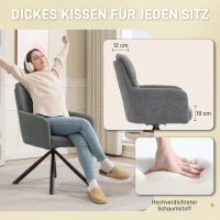 HOMCOM Gevoerde Eetkamerstoel, Keukenstoel met Dikke Bekleding, Armleuningen, Metaalvoeten, Grijs(m-5)