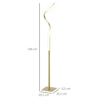 HOMCOM Vloerlamp in spiraalontwerp, voetschakelaar, 3 helderheidsstanden, 1,46 m, goud(m-3)