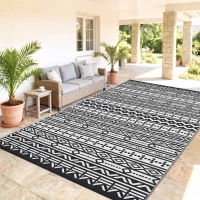 Outsunny Outdoor Teppich robuster Wetterfest Outdoorteppich, Carpet mit Boho-Style, Outdoor-Teppich für Wohnzimmer Balkon(m-9)