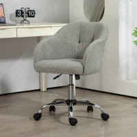 HOMCOM Homeoffice-stoel, ergonomische bureaustoel met kantelfunctie, teddysamt-look 56 x 61 x 86 cm grijs(m-2)