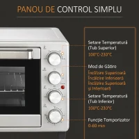 HOMCOM Mini Cuptor Electric 32L – Temperatură Reglabilă, Cronometru, 3 Moduri de Gătit(m-7)