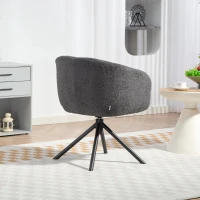 HOMCOM Fauteuil, Beklede stoel met comfortabele zitting, draaibaar, zachte bekleding, tot 120 kg, Donkergrijs(m-7)