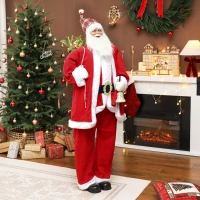 HOMCOM Kerstman 1,6 m staande kerstman met geschenken en kerstglokken Soundfunktion(m-8)