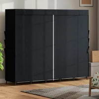HOMCOM Dulap Textil Compact cu 5 Bare, 5 Rafturi, 6 Buzunare Laterale, Uși Anti-Praf cu Fermoar, Negru(m-9)