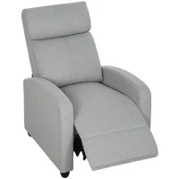 HOMCOM Relaxstoel, verstelbaar tot 135°, uitschuifbare voetensteun, gevoerde leuningen, linnen-polyester, Lichtgrijs(m-10)