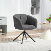 HOMCOM Fauteuil, Beklede stoel met comfortabele zitting, draaibaar, zachte bekleding, tot 120 kg, Donkergrijs(m-2)