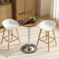 HOMCOM Table de Bar Table Bistro Mange-debout Hauteur réglable 67-93 cm Plateau pivotant 360° marron(m-7)