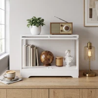 HOMCOM Vitrine Expositora para Coleções com Porta Acrílica Elevatória Deslizante para Figuras Decorativas 59x30x40 cm Branco(m-8)