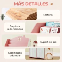 AIYAPLAY Estantería Infantil para Juguetes con Cajones de Tela Estantes Abiertos Diseño de Zorros Organizador de Juguetes Rosa(m-7)
