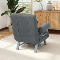 HOMCOM Fotoliu Extensibil 3 în 1 cu Spătar Reglabil pe 5 Nivele, din Material cu Efect de In, 73x78x81 cm, Gri Închis(m-9)